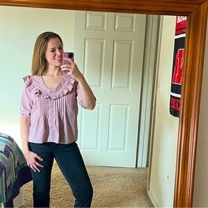 Listicle Dusty Pink/Mauve Ruffle Blouse